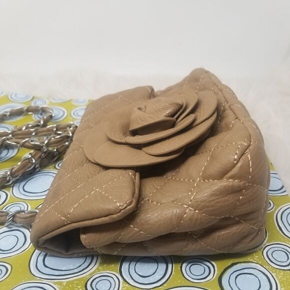 Faux Leather Dark Tan Rose Crossbody Bag - Picture 11 of 13